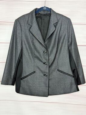 Dara Lamb Haute de Gamme Bespoke Gray with Black Side Panels $3450 Blazer 8-10